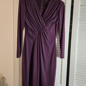 David Meister long sleeve eggplant colored dress